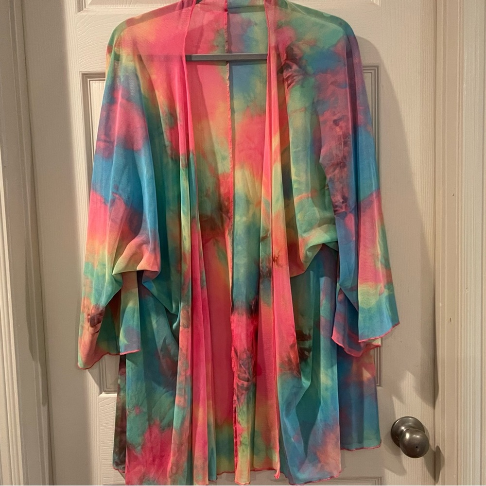 Tye die sheer kimono